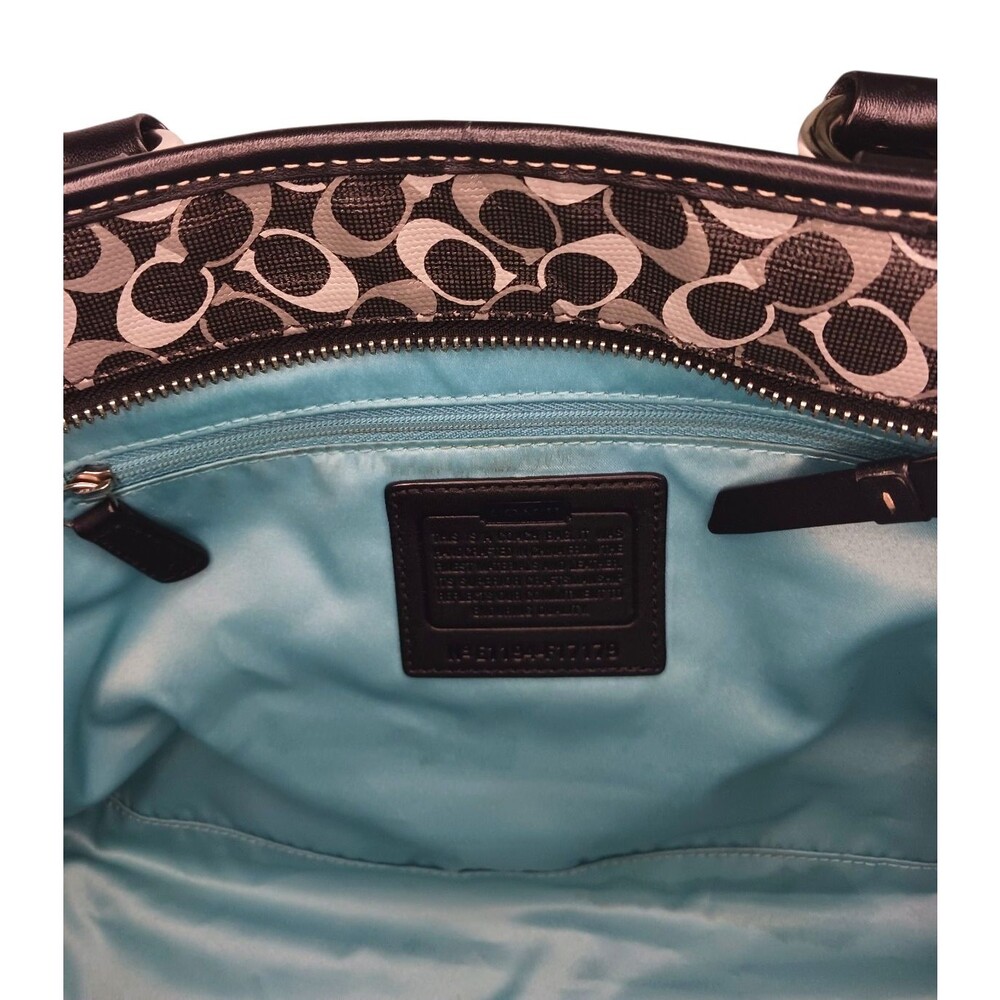 Coach Signature Black & Gray Chelsea Satchel Shoulder Bag Coated Canvas Leather - Picture 7 of 8